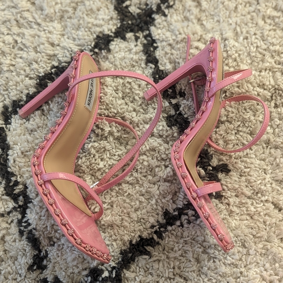 steve madden zelle pink high heels with rhinestones - Picture 6 of 9